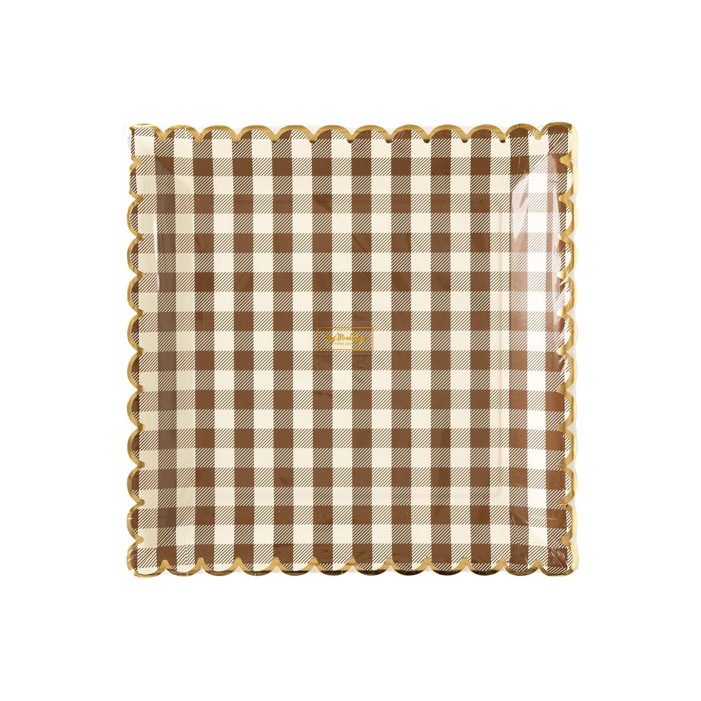 Serve up some serious style with our Brown Gingham Scalloped Plate! This harvest tabletop essential adds a pinch of charm to any meal. Whether your style is fun and festive or elegant and traditional, elevate your Thanksgiving tabletop game with this chic and playful design.
• 8 paper plates
• 10" square plates with gold foil scalloped edges