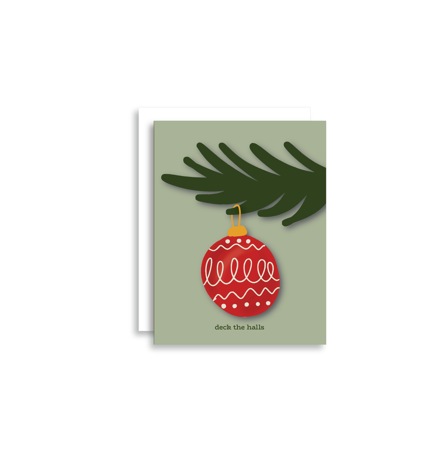 "Deck the Halls" Christmas Greeting spreads some holiday cheer with an illustrated vintage red Christmas ornament.