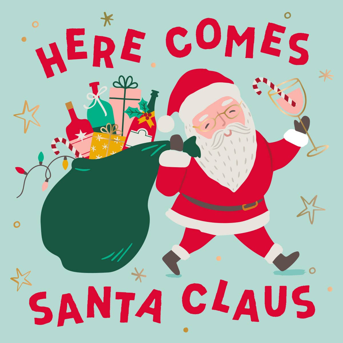 Get ready to spread some holiday cheer with Here Comes Santa Cocktail Napkins! These festive 3ply napkins feature a quirky Santa with a bag full of wine and spirits, perfect for any Christmas gathering. Each pack contains 20 napkins, measuring 5"x5", giving you plenty of napkins for all your holiday drinks. (Jolly good time guaranteed!) Festive Themed Beverage/Appetizer/Cocktail Napkins/Disposable Napkins for Holiday Parties and Entertainment 20ct Dimensions: 3 ply 5" x 5"