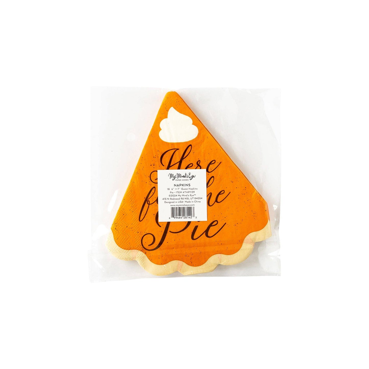 Spice up your dessert display with our "Here for the Pie" Pumpkin Pie Shaped Napkin. These funny Thanksgiving cocktail or dessert napkins are here for the pie (and also for the spills and crumbs). Keep it clean with a playful touch and let your guests indulge in their sweet treats without worry. 