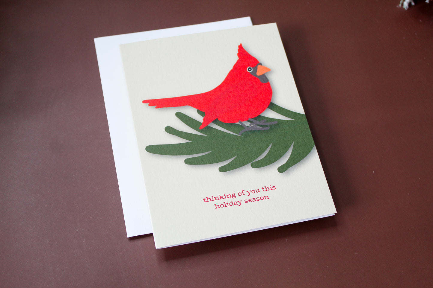 Thinking of You This Holiday Season Cardinal Red Bird Christmas Greeting Card