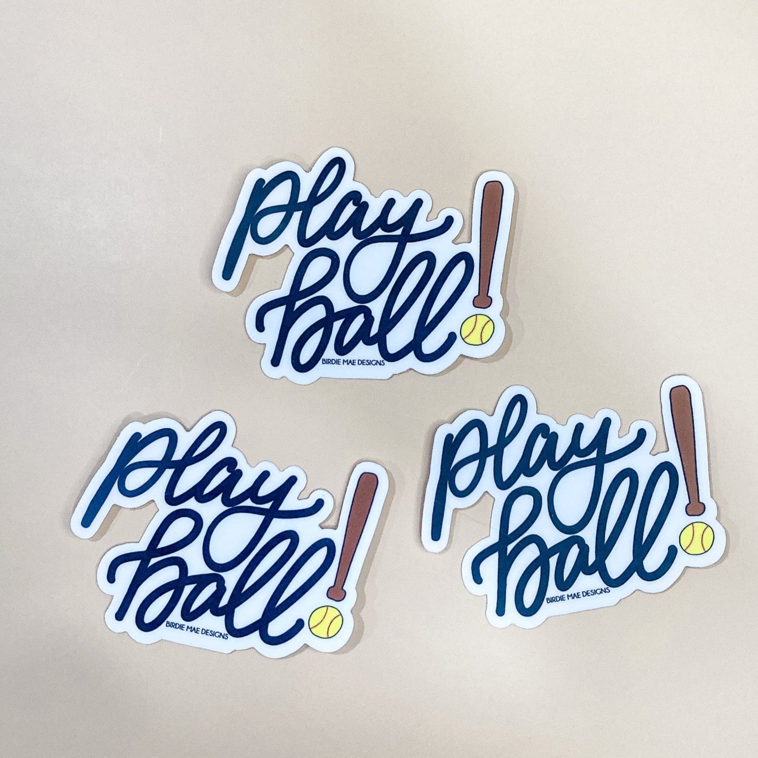 Softball 'Play Ball' Sticker, tumbler stickers