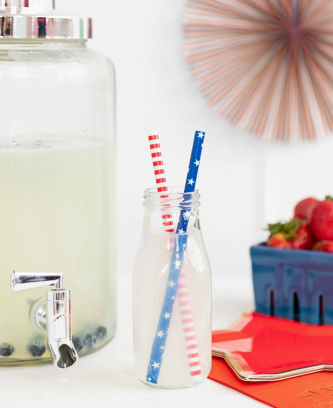 Let Freedom Ring Party Cup Reusable Cocktail Cup Dishwasher Safe, Fourth of July Party Supplies, Memorial Day Party Supplies, Red White and Blue Straws