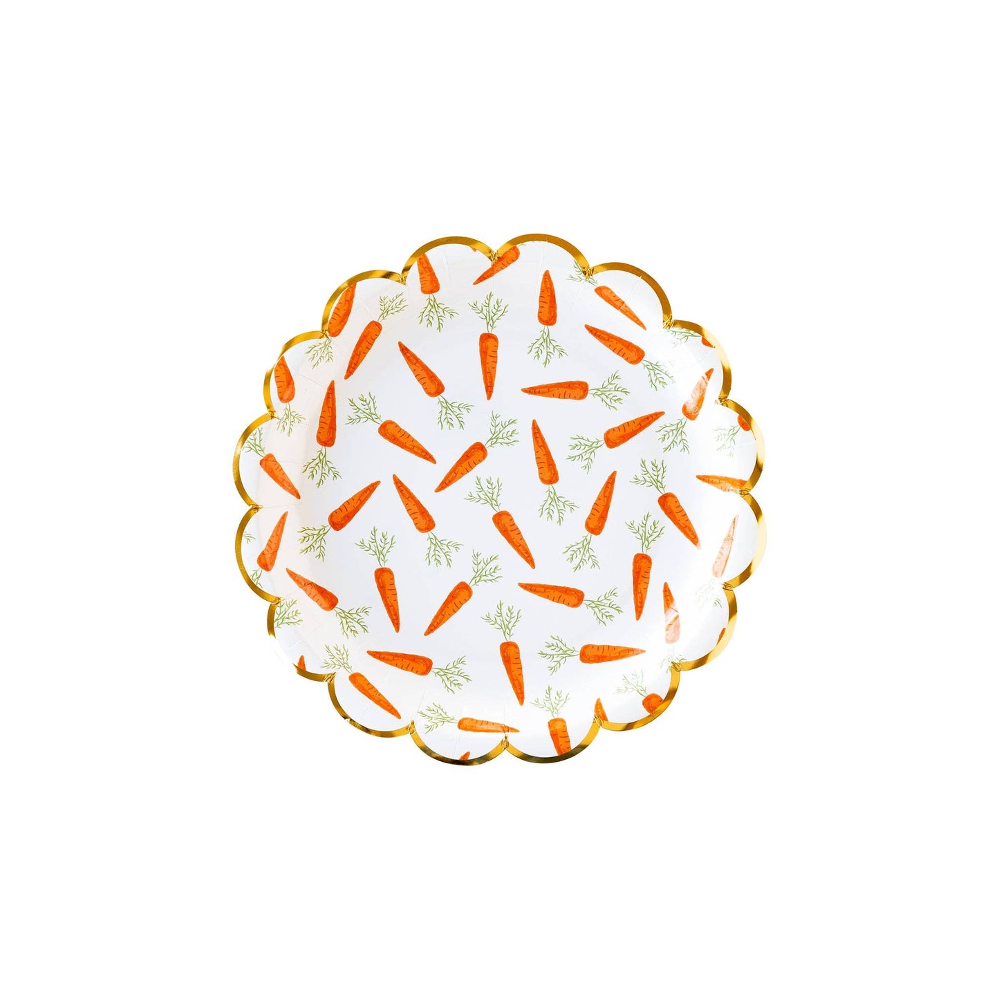 Get ready for an egg-cellent Easter celebration with our Scattered Carrots Plate! These 10" round plates not only have gold foil edging and scallops, but also feature scattered carrots for a fun and festive touch. Perfect for pairing with our Easter Bunny Plates and Blush Napkins, easter party, easter plate, easter bunny plate, easter table, easter decor, easter brunch, easter brunch ideas, easter brunch table, easter dessert plates