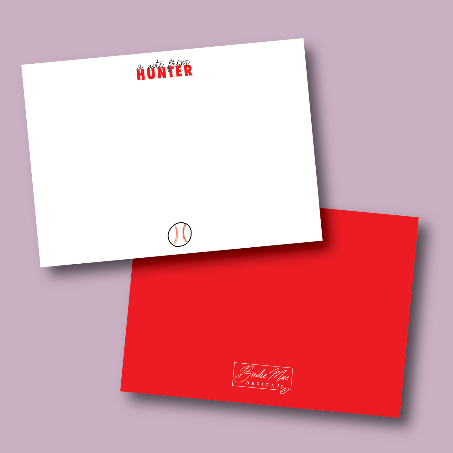 personalized baseball themed stationery with name and ball icon