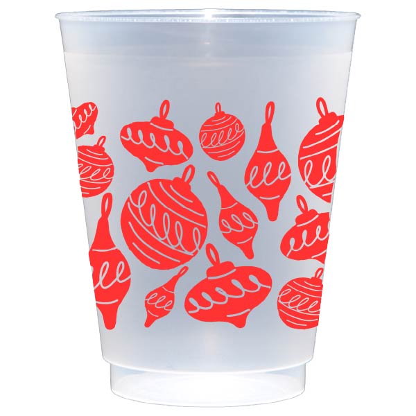 Add vintage charm to holiday parties with our red ornament cups! Reusable, dishwasher safe, and perfect for festive entertaining.