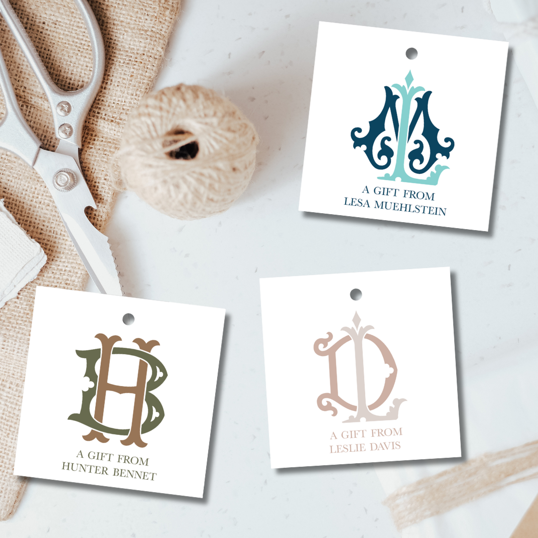 elegant custom gift tags, monogram gift tags, monogram custom gift tags, custom hostess gift tags, luxury gift tags, grandmillenial custom gift tags, mens custom gift tags, couples custom gift tags, wedding custom gift tags, chic monogram custom gift tags, elegant custom monogram gift tags, classic monogram custom gift tags, classy custom monogram gift tags