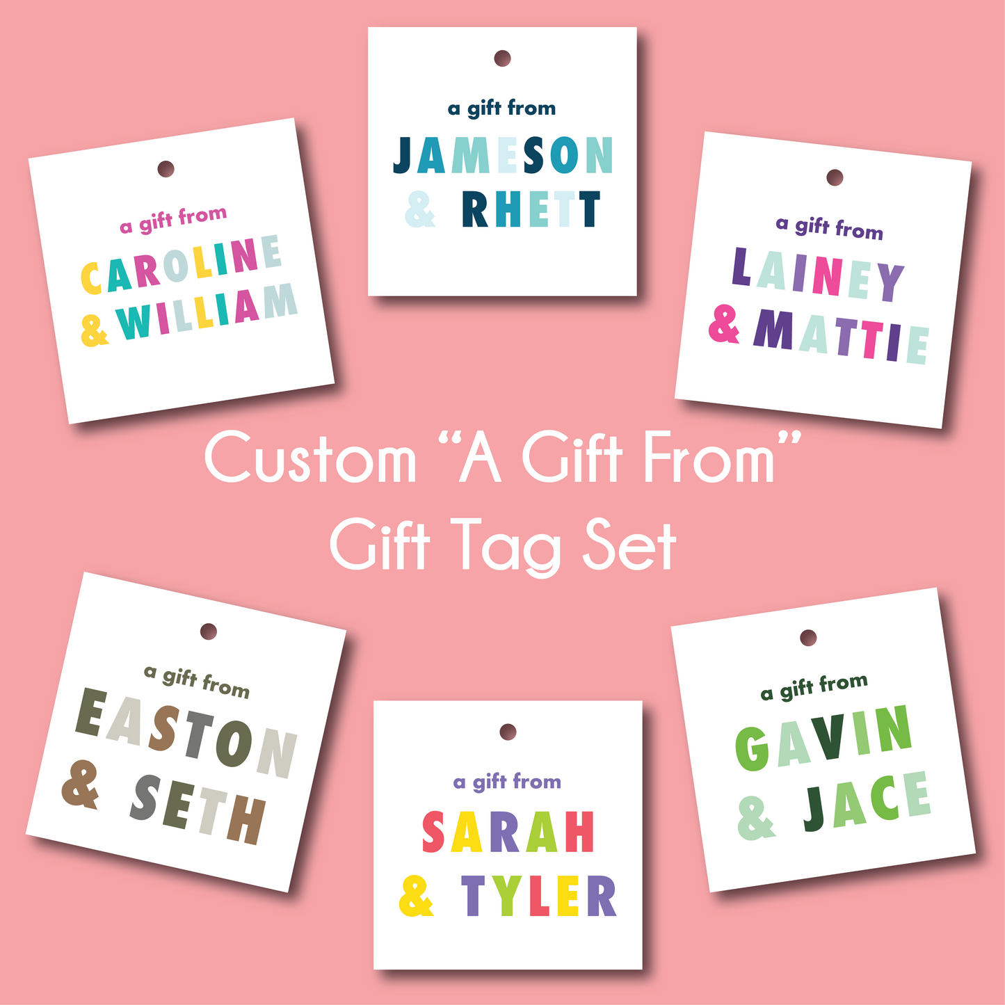 custom gift tags, rainbow gift tags, custom gift tags for boys, custom blue gift tags for boys, custom bright colorful gift tags, custom birthday gift tags, custom groomsmen gift tags, custom bridal party gift tags, custom wedding favor gift tags, custom hostess gift tags, rainbow kids custom gift tags, custom camo gift tags, custom camouflage gift tags, custom blue gift tags, custom green gift tags