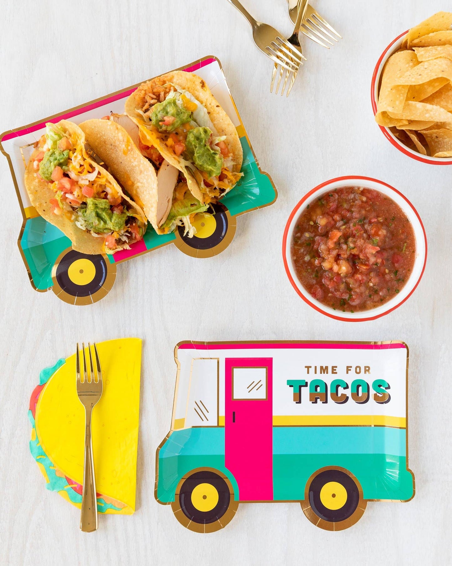 Indulge in the ultimate taco experience with our adorable taco truck plate! Perfect for spicing up your taco Tuesday or Cinco De Mayo fiesta, this plate is a must-have for any taco lover. Pair it with our matching taco or margarita napkins for an extra festive touch! This plate is set to make your tacos look even more delectable, if that's even possible. Get ready to elevate your taco game and impress your guests with this cute and stylish plate.