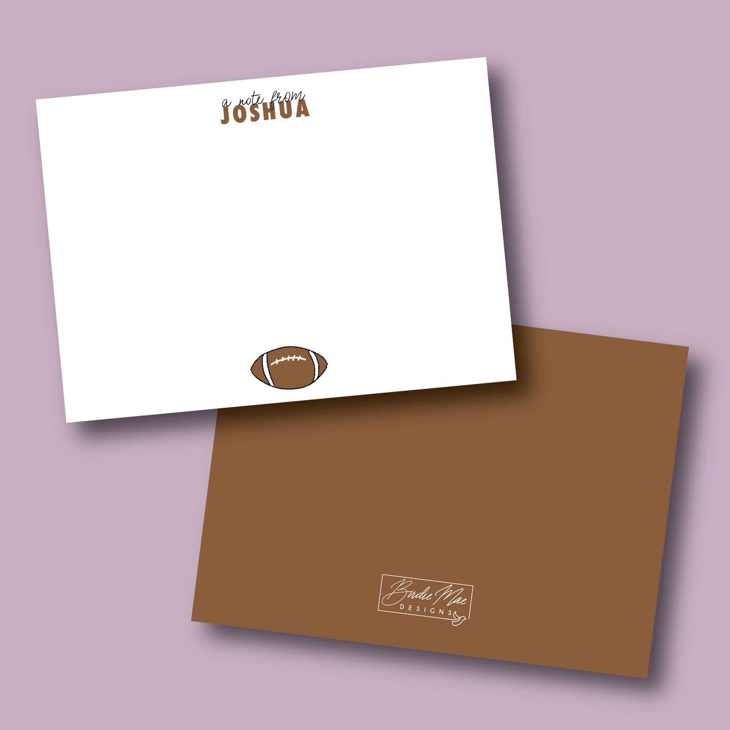 personalized football note card with icon and name Joshua