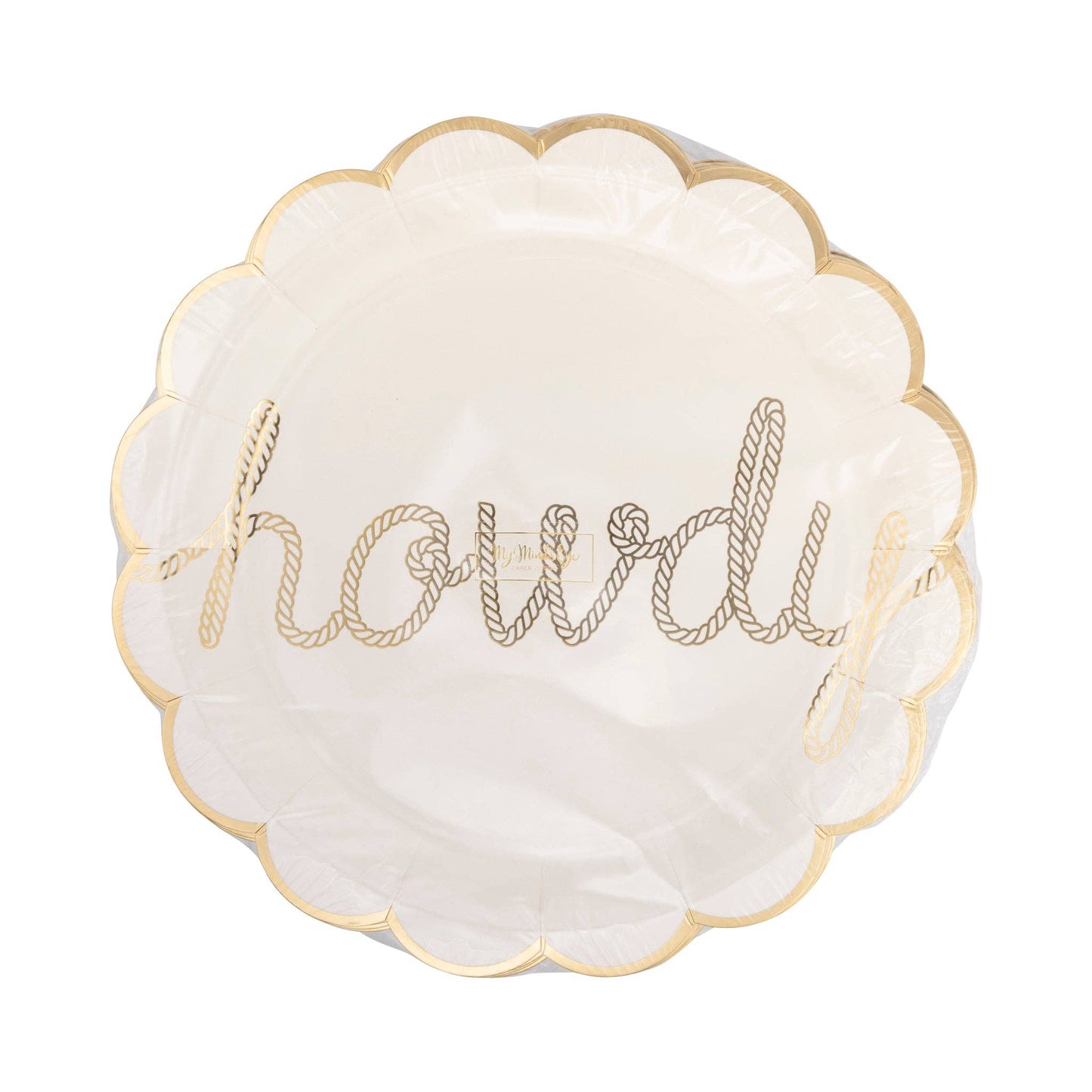 Add a dose of playful charm to your next gathering with our Howdy Paper Plates! Featuring a gold foil scalloped edge and accents, these plates are the perfect addition to any party—from birthdays to bachelorettes, or even a casual girls’ night in. Sturdy yet stylish, they’ll handle all your party snacks with flair and pair perfectly with our Let’s Go Girls Party Cup and Yee Haw Y'all Napkins for a coordinated party theme