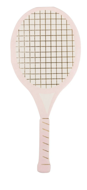 pink tennis racket shaped napkin for birthday or sports party