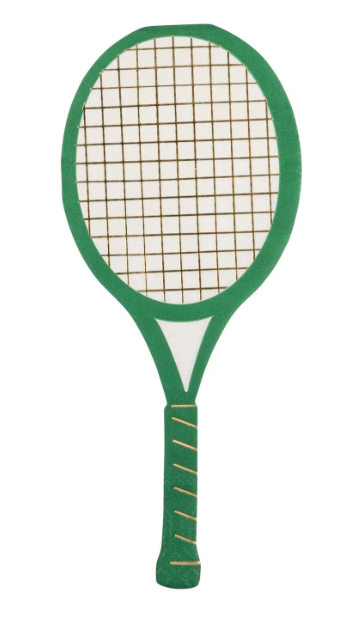 green tennis racket shaped napkin perfect for tennis birthday parties