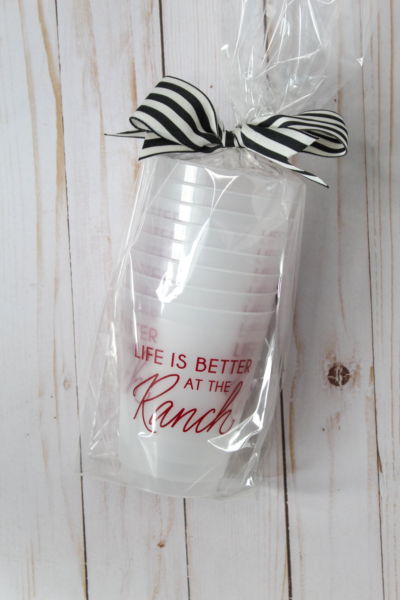 "Life is better at the Ranch" dishwasher safe and shatterproof cups
