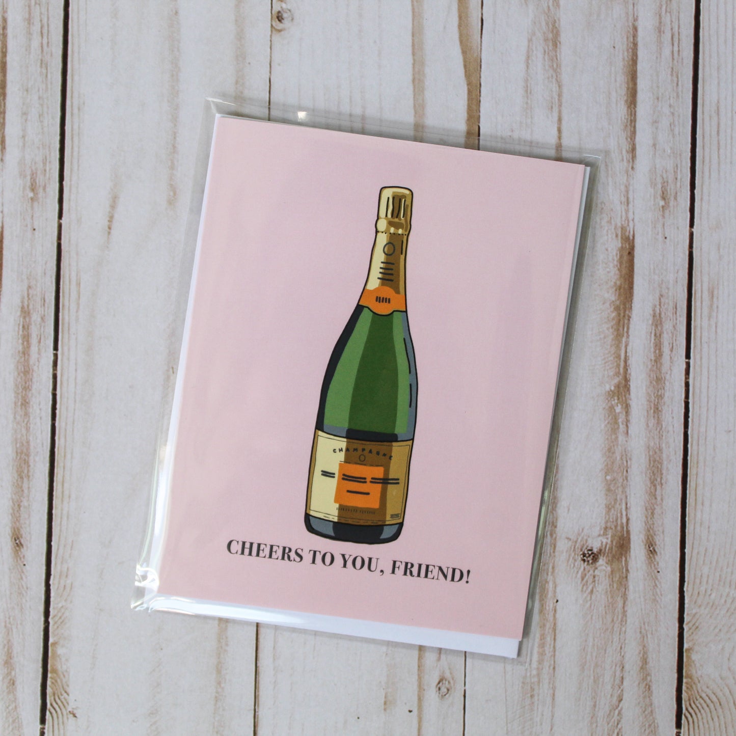 Cheers to You, Friend!' card. This versatile card is suitable for celebrations or simply to show appreciation, making it perfect for any occasion. Measuring 4.25" in height by 5.5" in width, each card provides ample space for your personal message inside.