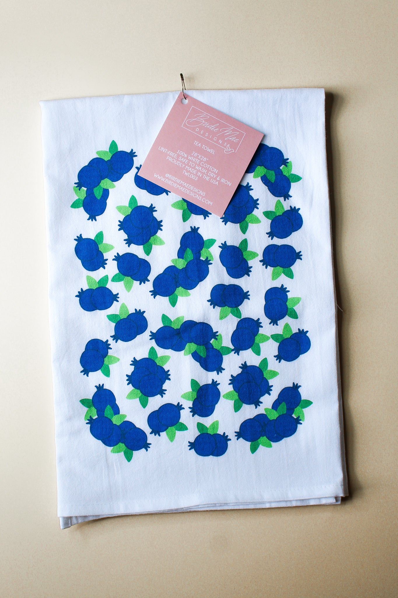 100% cotton tea towels, blueberry cup towels, Summertime tea towels