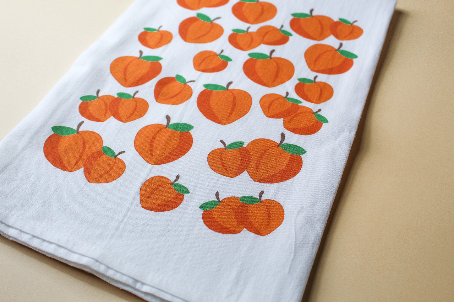 100% cotton tea towel, Peach Tea Towel, Summertime tea towel, peach cup towel