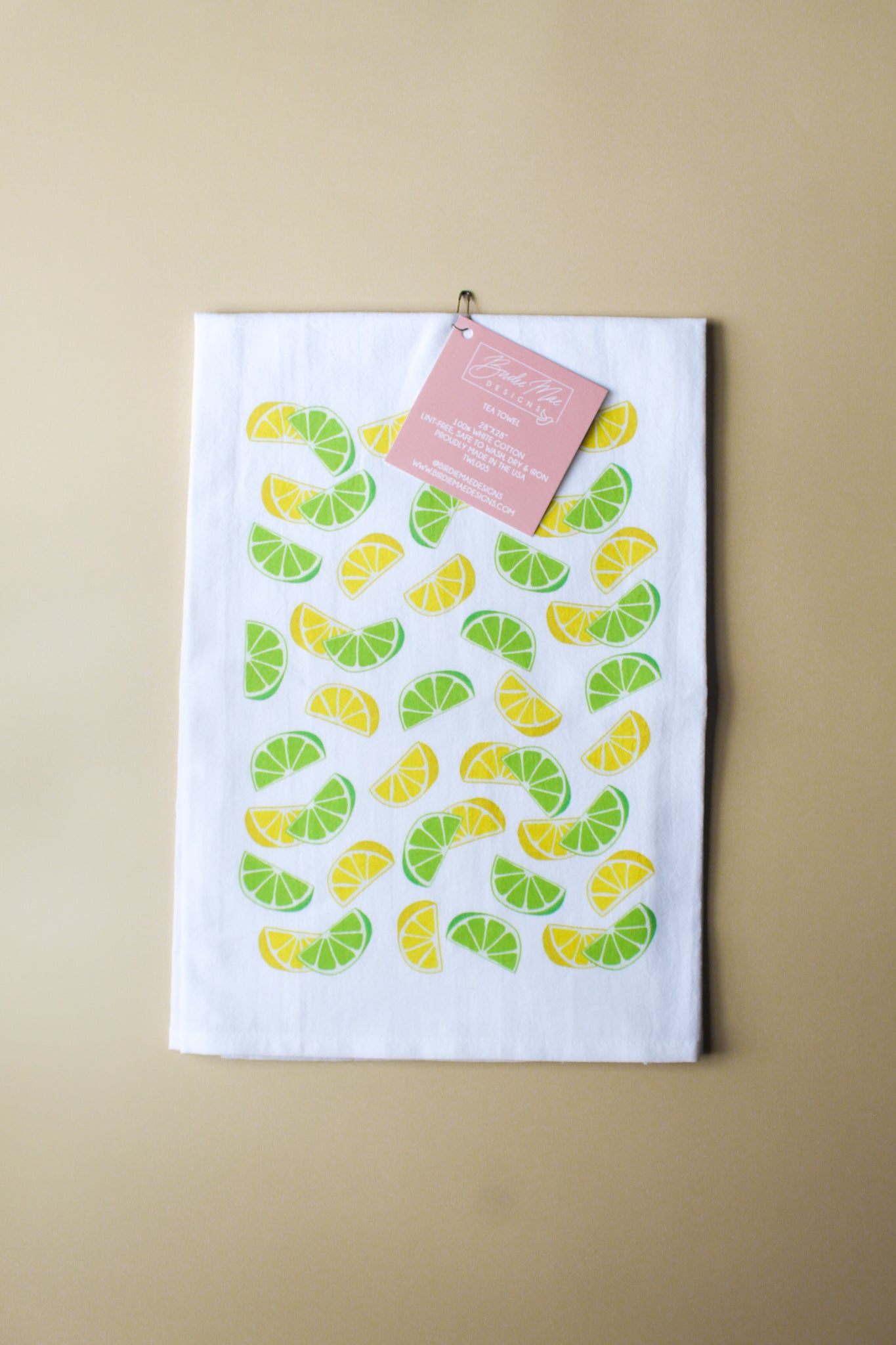 Lemon and Lime Tea Towel, Summer Tea towel, Summer cup towel
