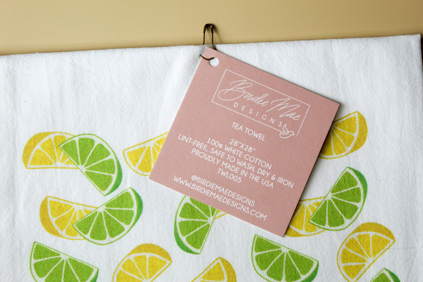Lemon and Lime Tea Towel, Summer Tea towel, Summer cup towel