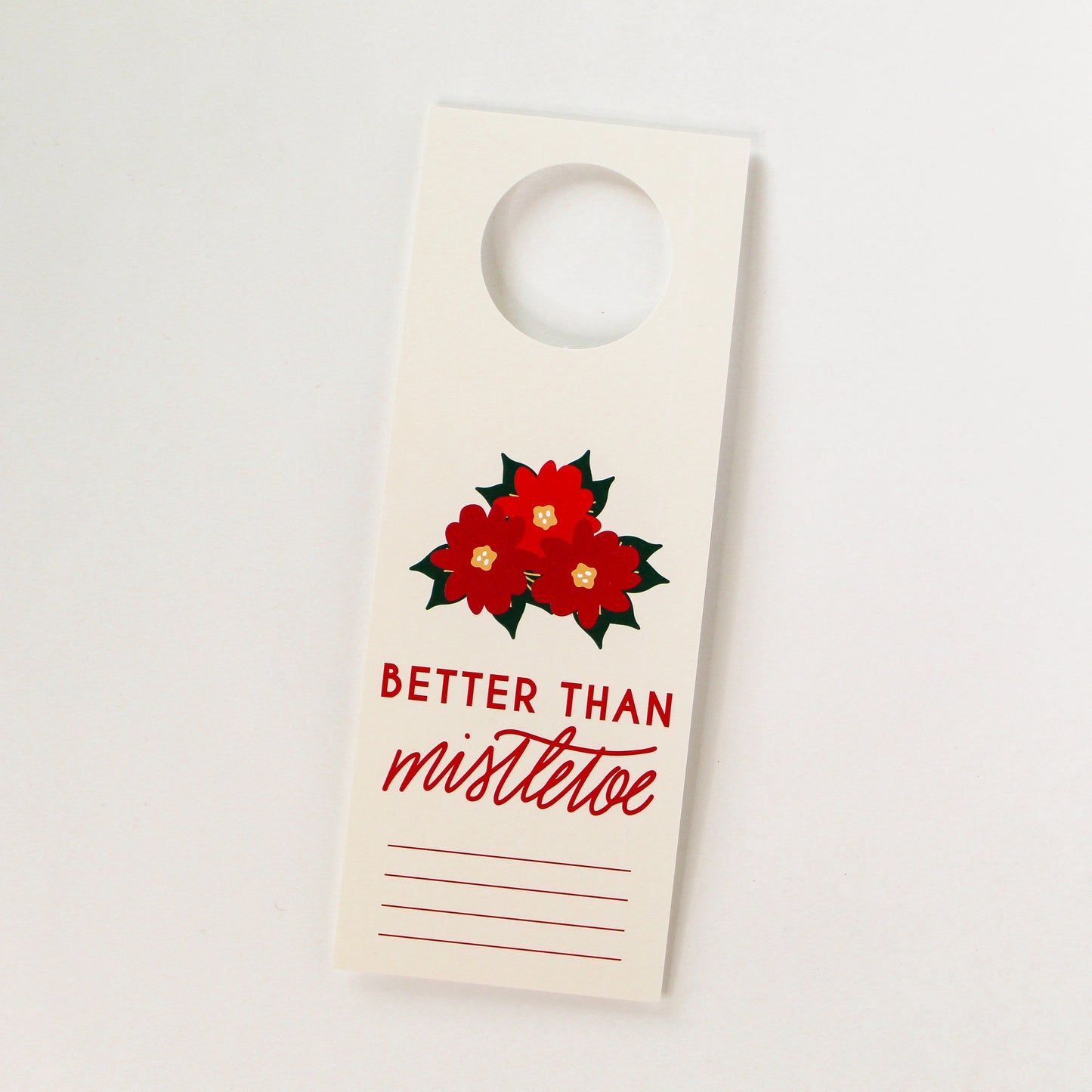 hostess gift, 'Better Than Mistletoe' Bottle Neck Gift Tags. Each tag comes with pre-cut ribbon for effortless presentation