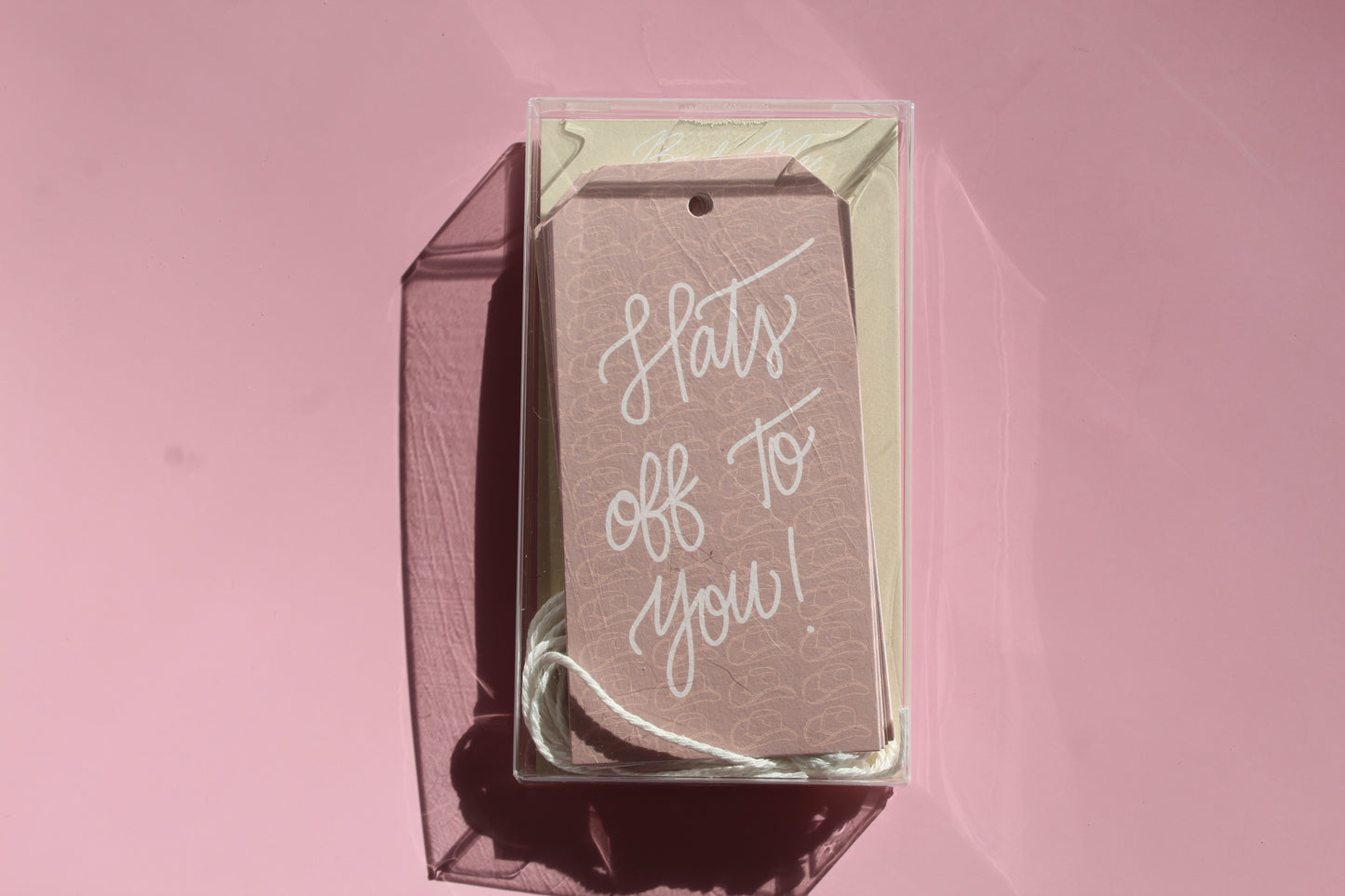 These "Hates Off To You" cute gift tags come in sets of eight and include white string. Be sure to grab the matching card, too! Perfect way to accent an gift to say congratulations or good luck!