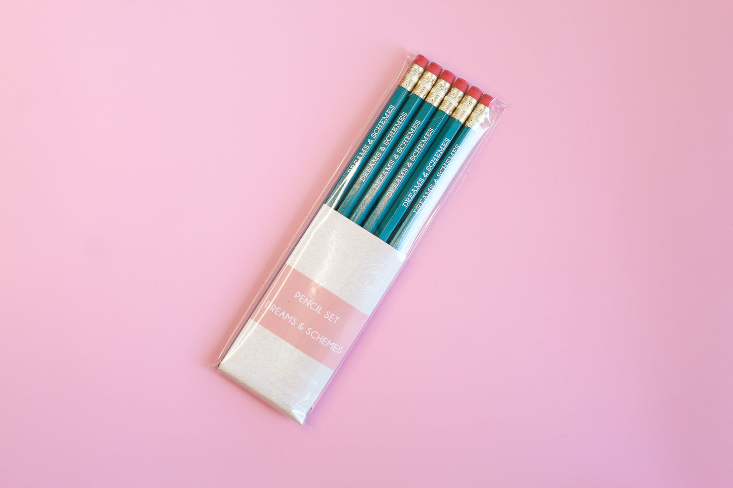 Dreams and Schemes teal fun pencil set