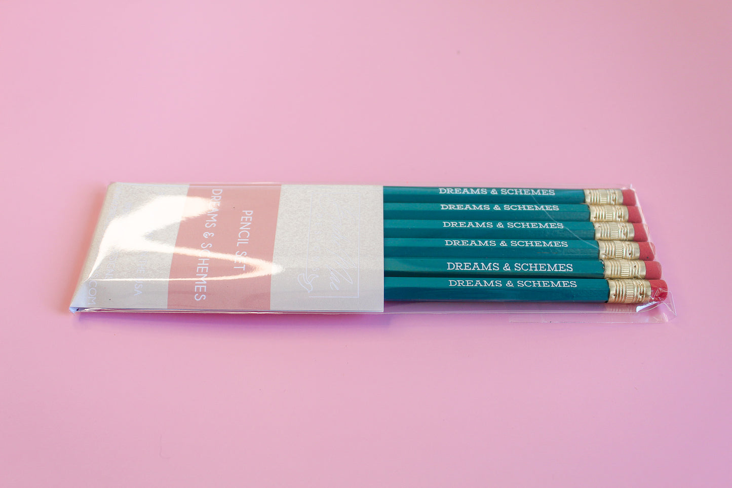 Dreams and Schemes teal fun pencil set