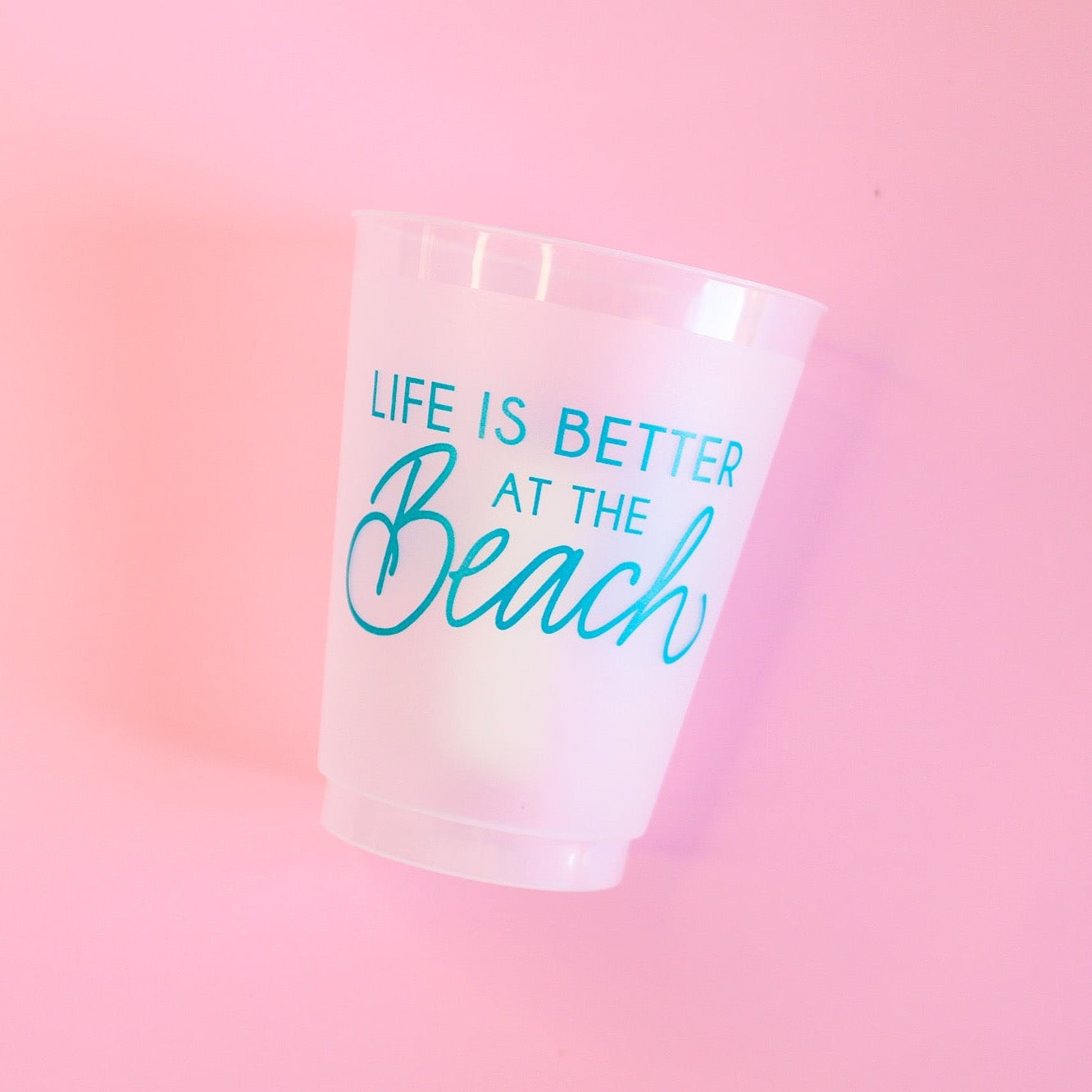 These cups are perfect for your next beach vacation or weekend. Best of all, you can use these time and time again - they're dishwasher safe! These fun and reusable cups come in a cellophane sleeve with a black and white striped ribbon tied in a bow at the top.