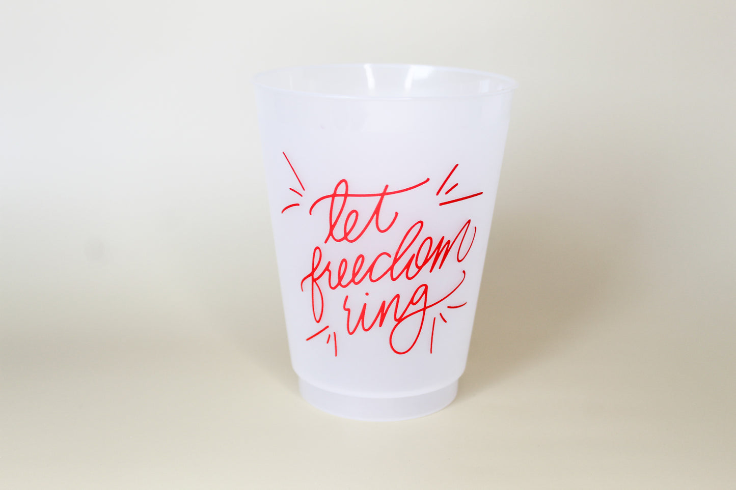 These cups are perfect for your Fourth of July or Memorial Day parties! Best of all, you can use these time and time again - they're dishwasher safe! These patriotic cups come in a cellophane sleeve with a black and white striped ribbon tied in a bow at the top.