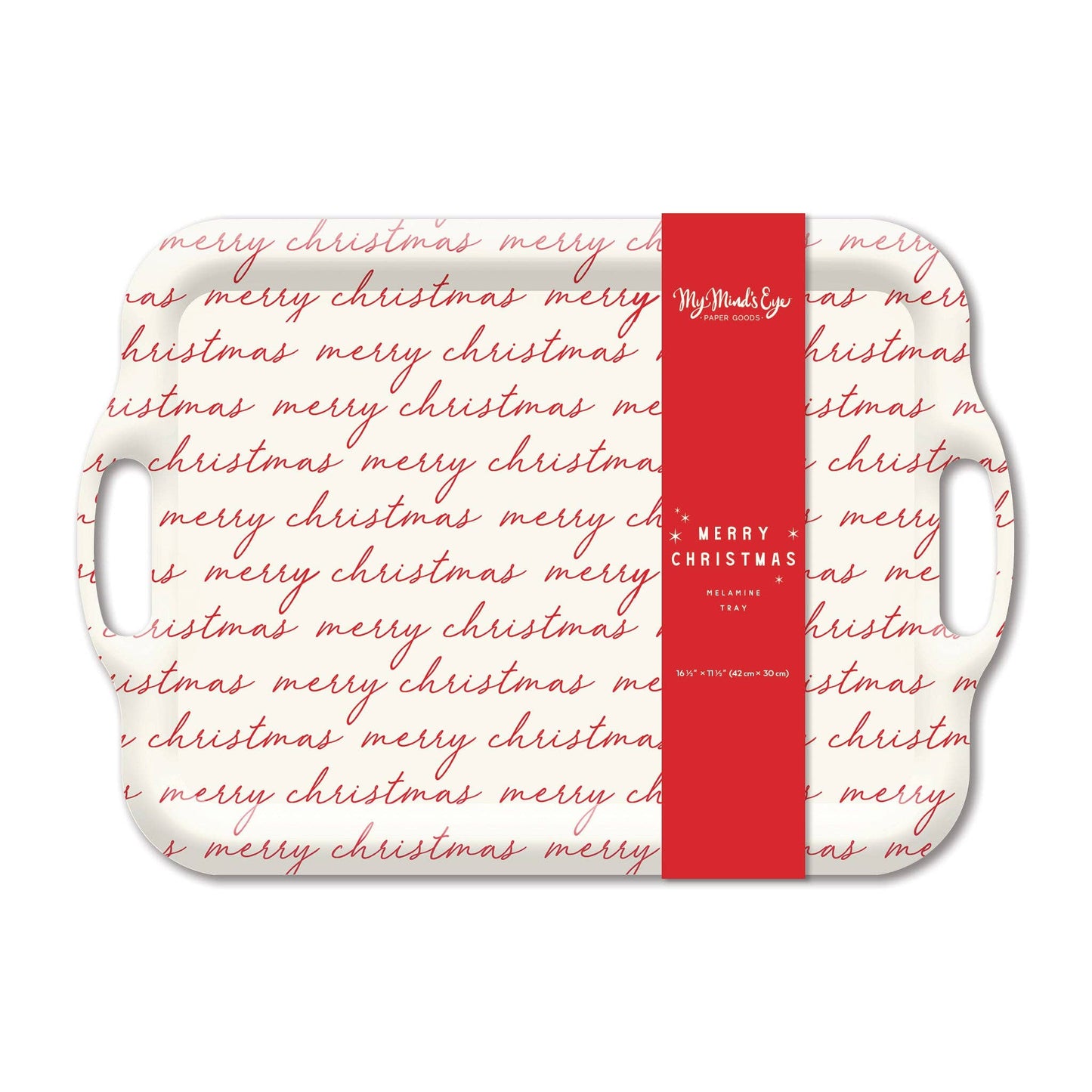 Believe Merry Christmas Script Melamine Tray, Christmas decoration