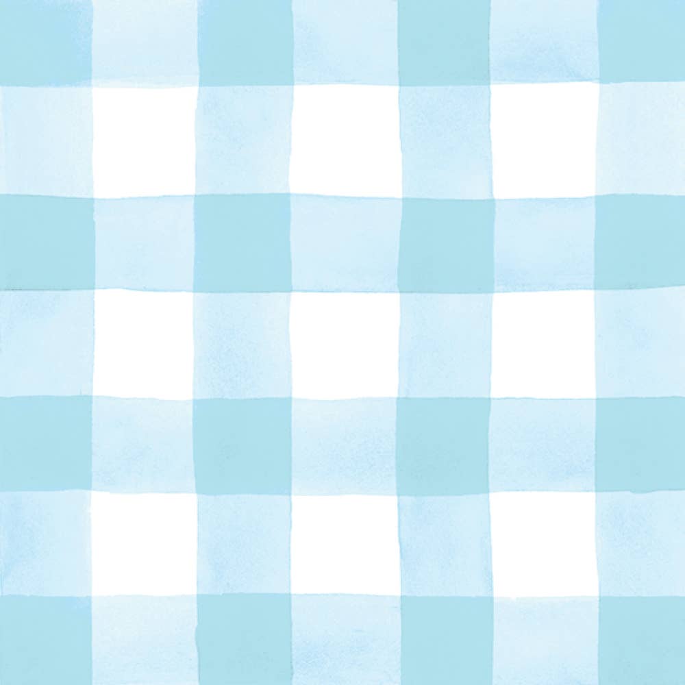 These colorful paper cocktail napkins are perfect for tabletop decoration for your holiday party, birthday or a baby shower! For Easter Brunch, pair them with our Scattered Carrots Plate and Bunny Plate for a festive table set up!, baby boy shower, baby boy birthday, pastel blue gingham napkin, boy baby shower, easter party, birthday party, blue gingham cocktail napkins