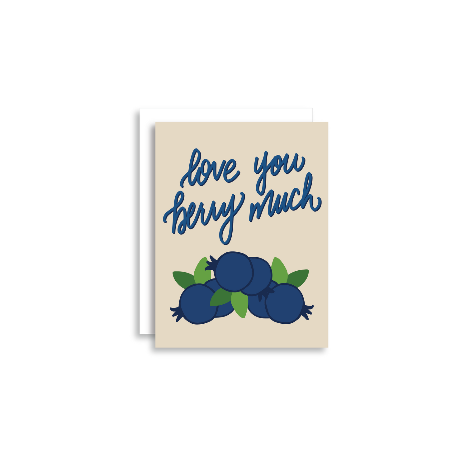 "Love You Berry Much" This card is part of our cheerful fruit collection and so sweet for a little note of love or thanks to a special friend or child. Each card is folded to 4.25" tall by 5.5" wide, is blank inside and comes with a matching white envelope. Cards are packaged in cellophane sleeves.
