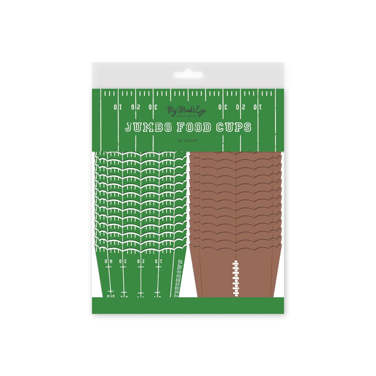 Jumbo food cups, football themed party decorations