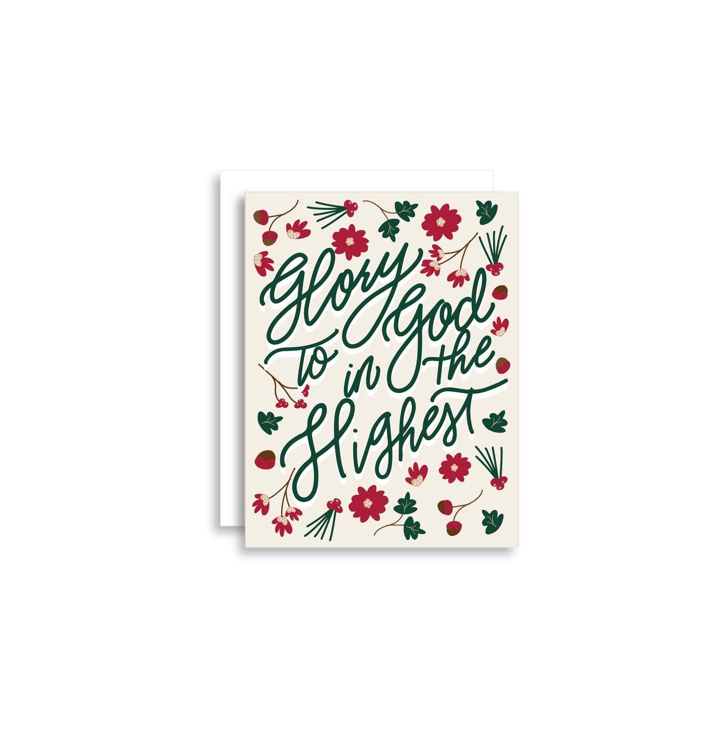 "Glory to God in the Highest!" Christmas Greeting Card is a festive way to bring joy during the holiday season. Each card is folded to 4.25" tall by 5.5" wide, is blank inside and comes with a matching white envelope. Cards are packaged in cellophane sleeves.