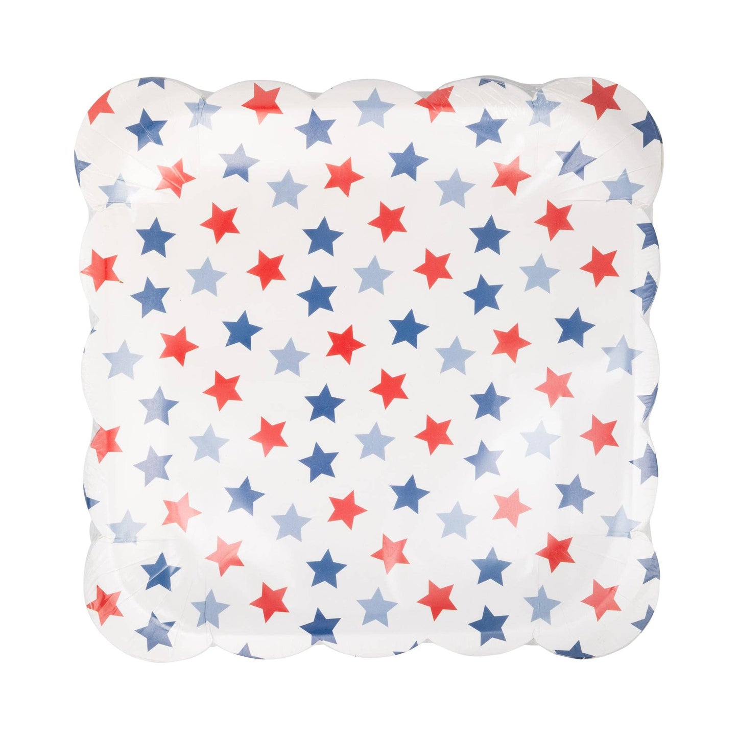 Red, White & Blue Stars Paper Plates – 9” Scalloped Patriotic Party Plates (Set of 8)