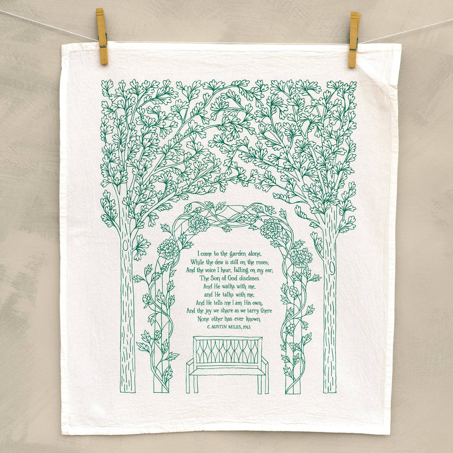 In The Garden Gospel Song Hymn Tea Towel