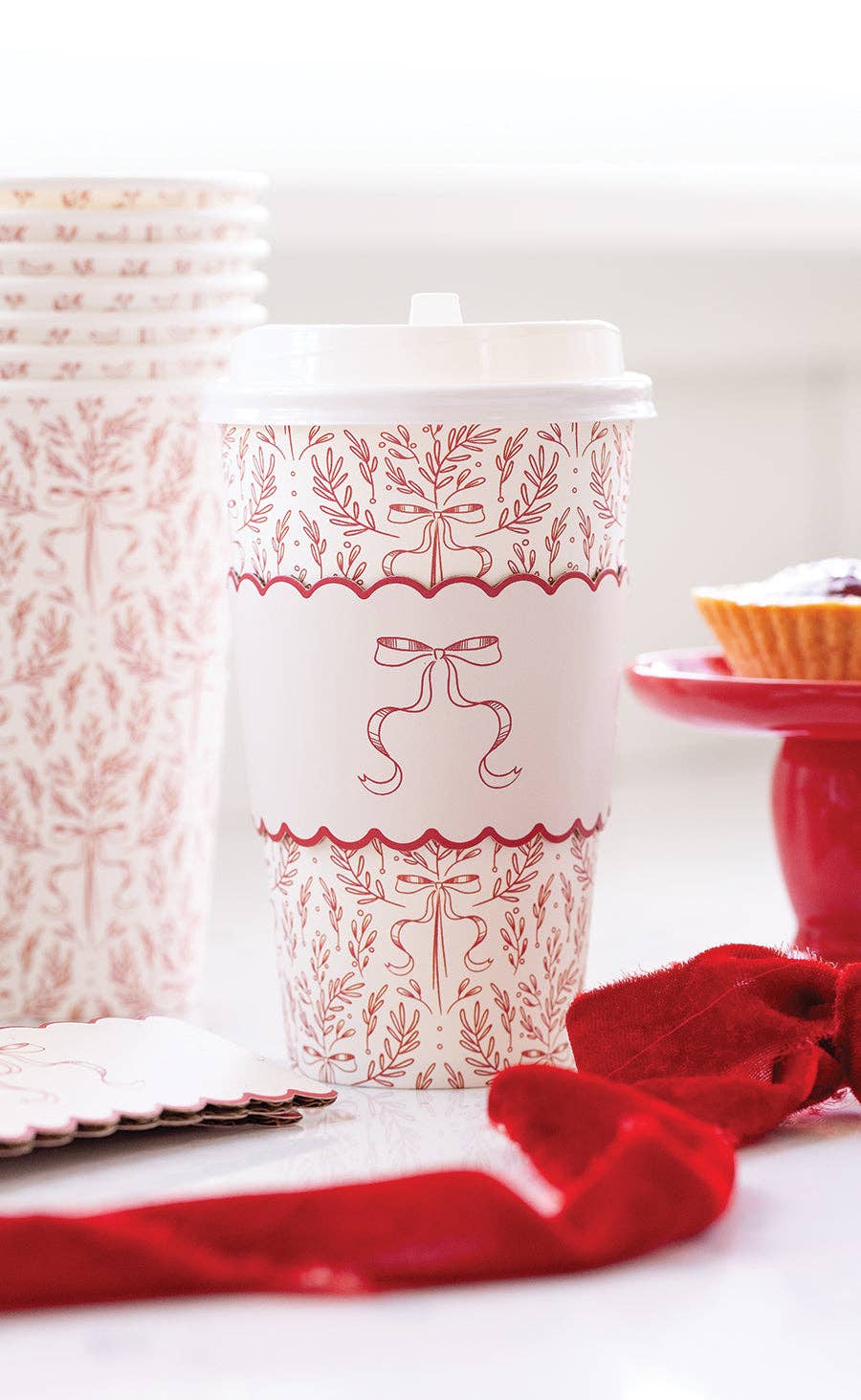 Red Bow Christmas To Go Cups