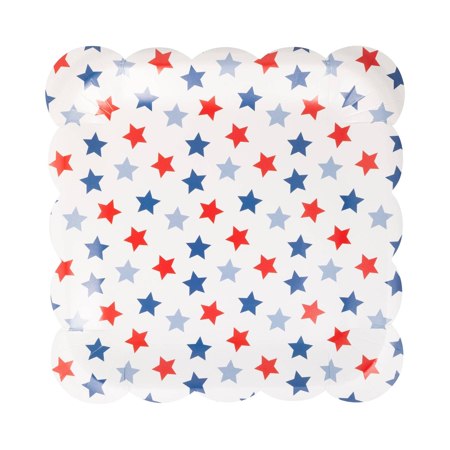 Red, White & Blue Stars Paper Plates – 9” Scalloped Patriotic Party Plates (Set of 8)