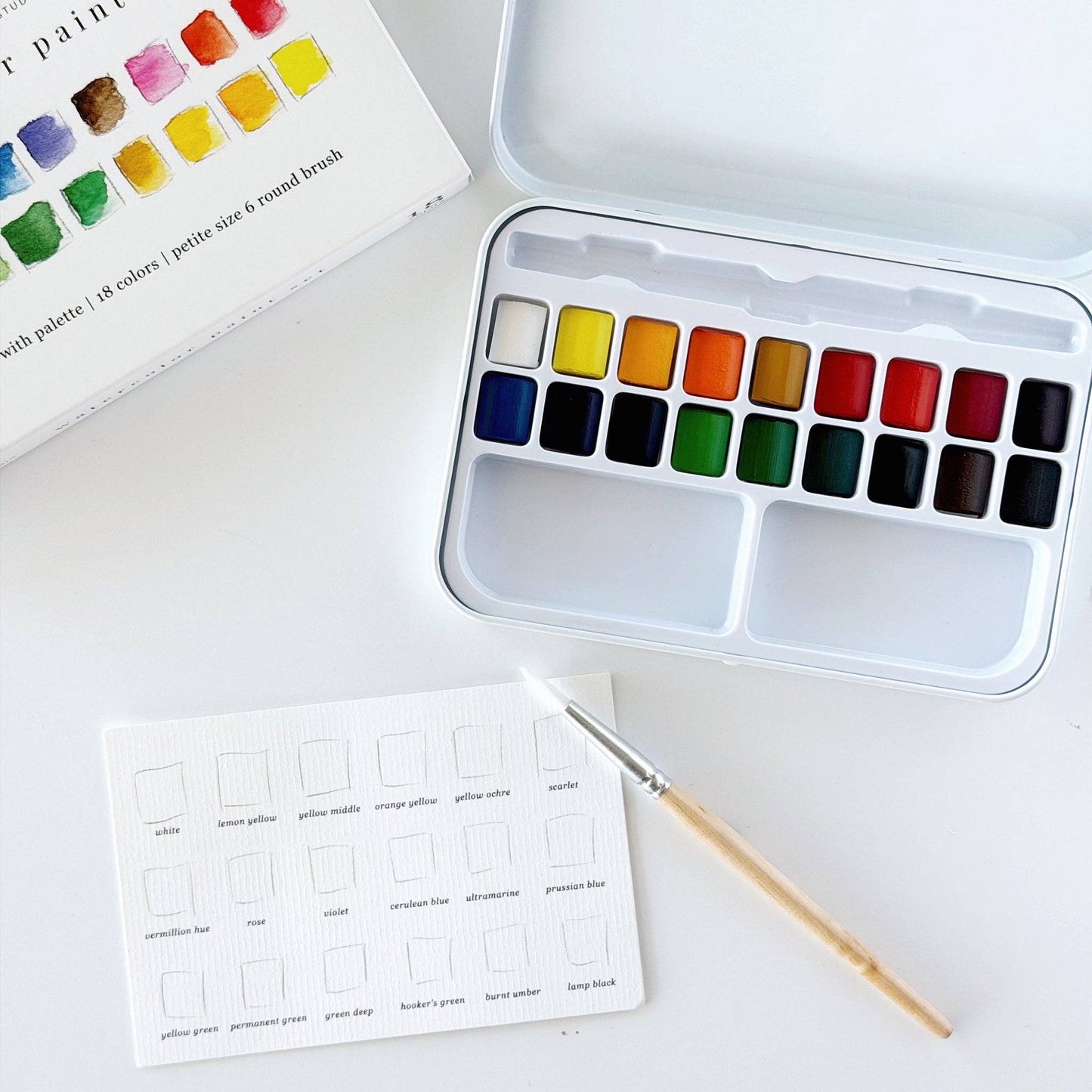 Watercolor Paint Set - 18 Colors with Brush