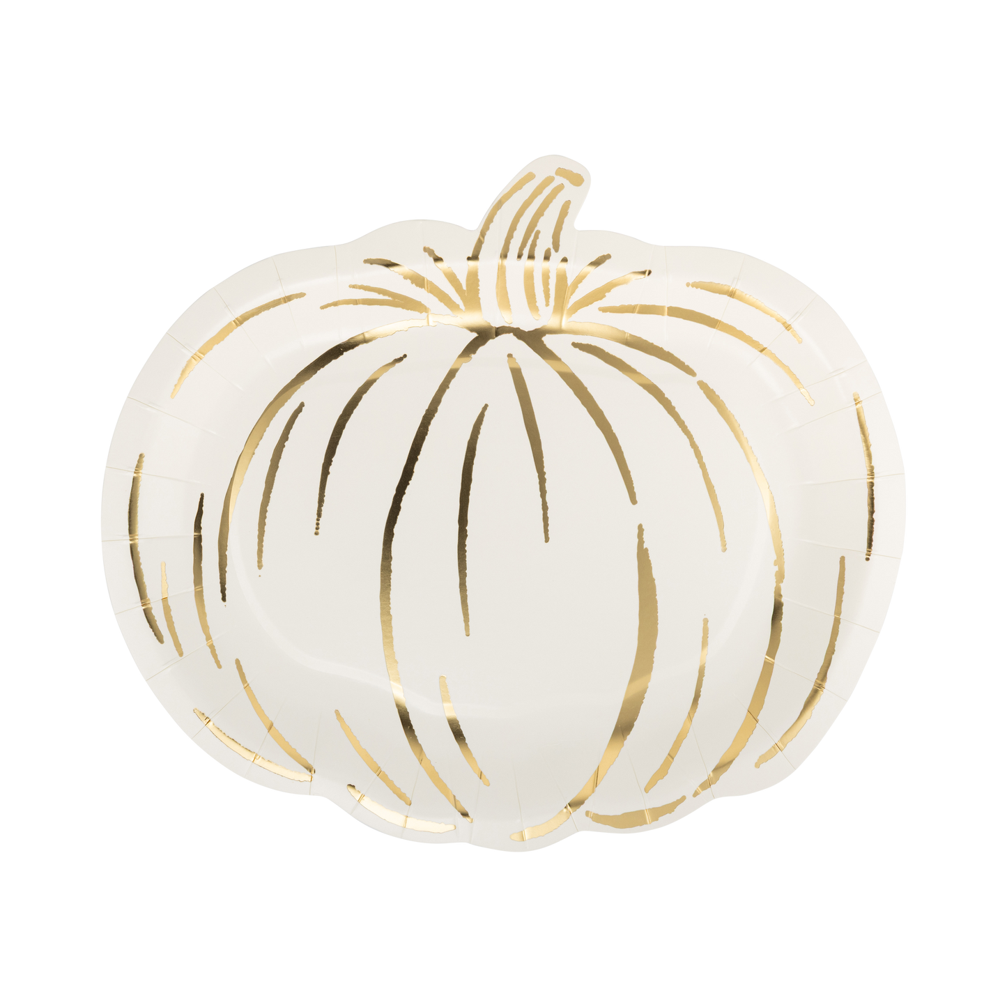 Cream Pumpkin Paper Plates with Gold Foil – Halloween, Fall & Thanksgiving Party Plates, Set of 8