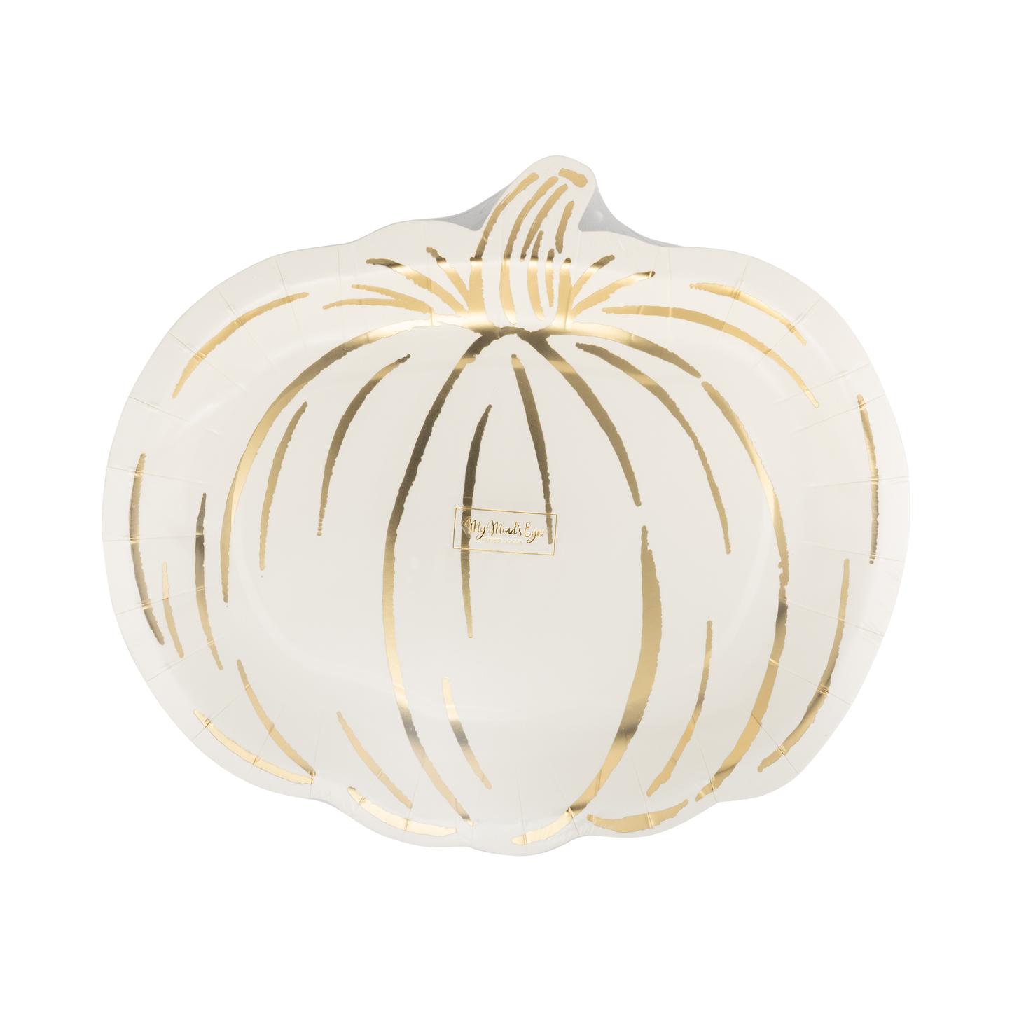 Cream Pumpkin Paper Plates with Gold Foil – Halloween, Fall & Thanksgiving Party Plates, Set of 8