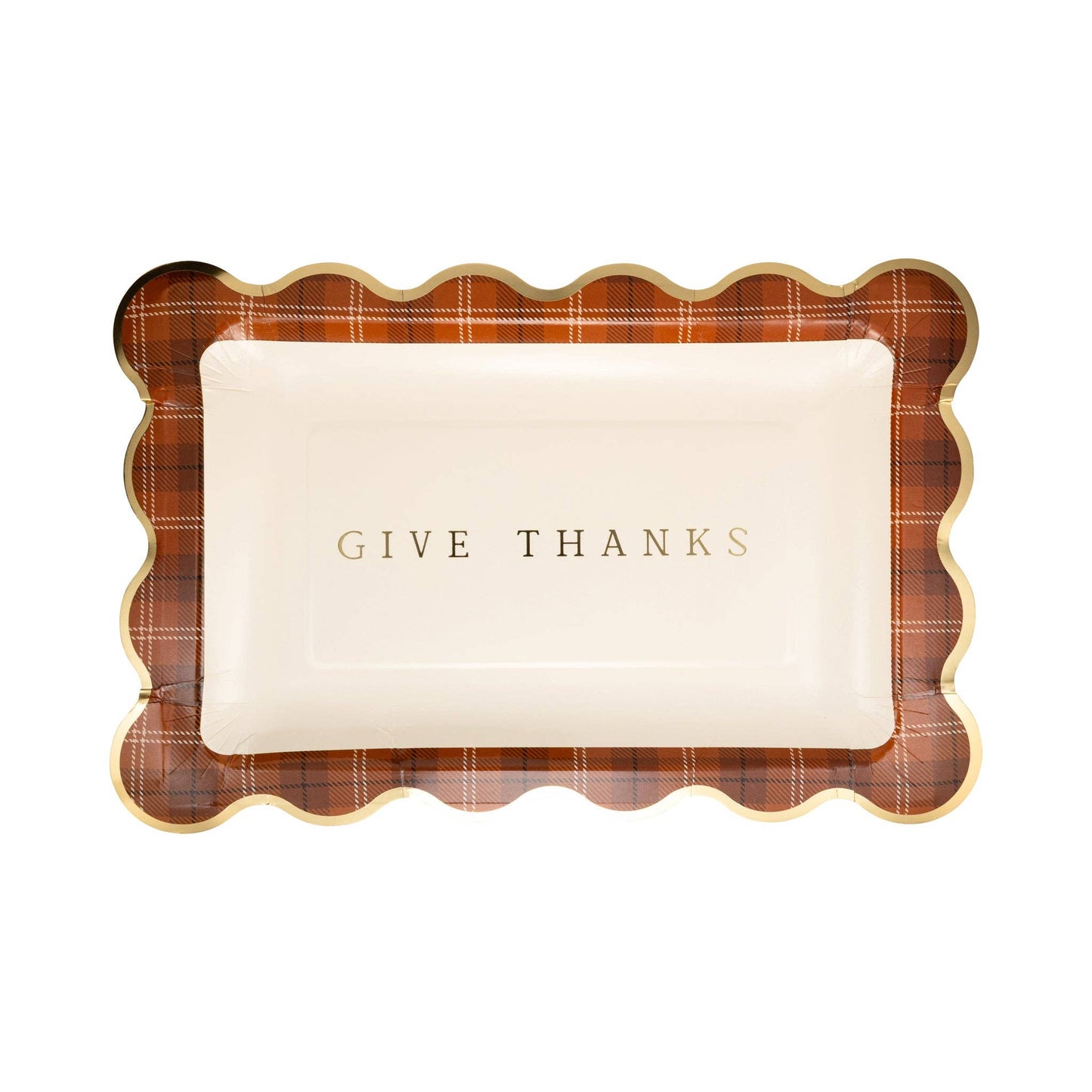 Give Thanks & Plaid Thanksgiving Paper Plates – Fall Party Plates, Set of 8