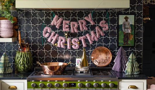Gingham Merry Christmas Puffy Fabric Banners