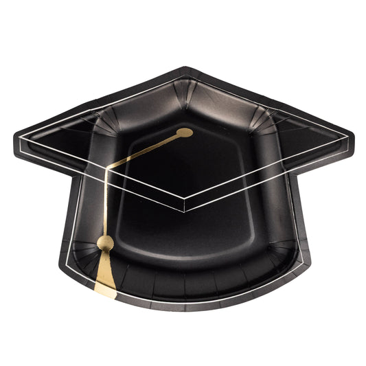 Black Graduation Cap Shaped Plate