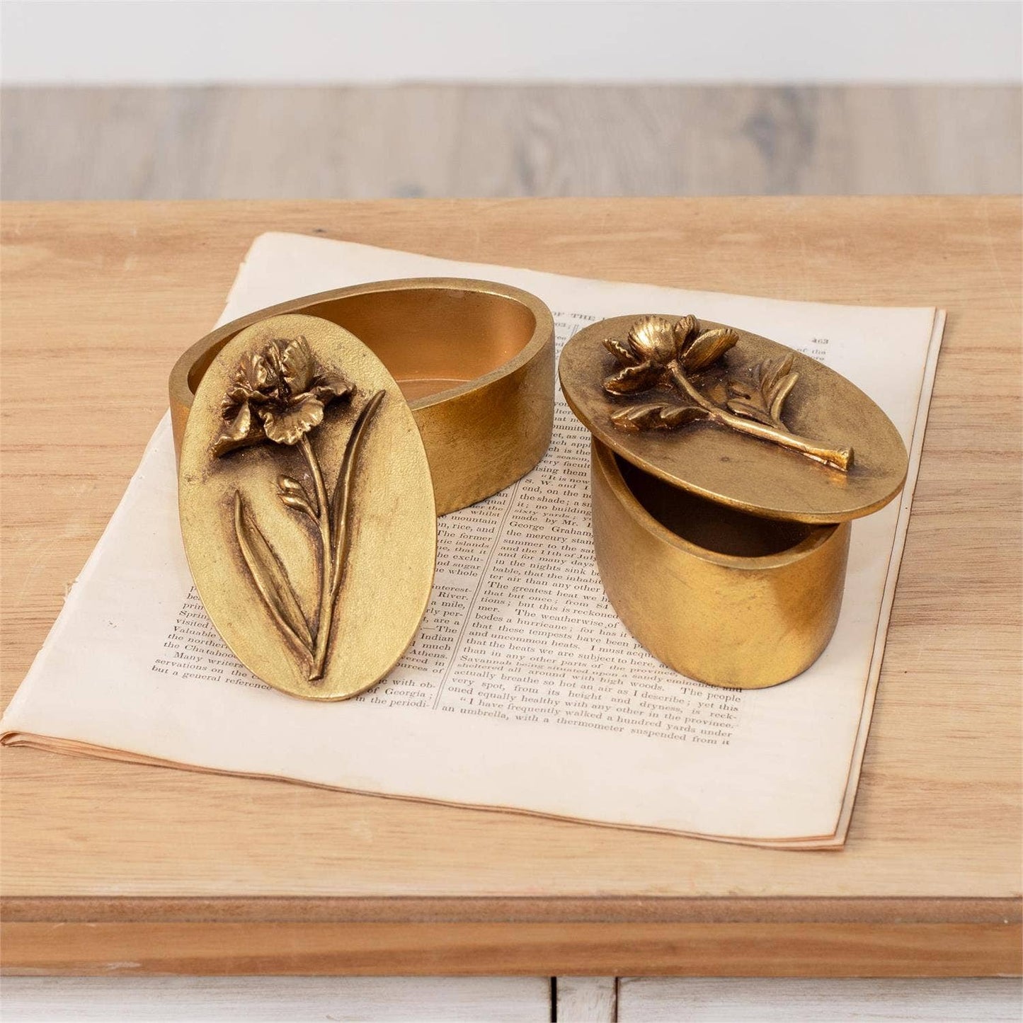 Brass Floral Trinket Box