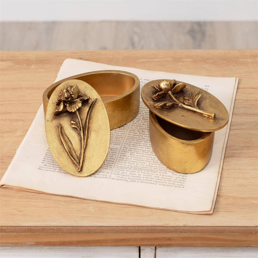 Brass Floral Trinket Box