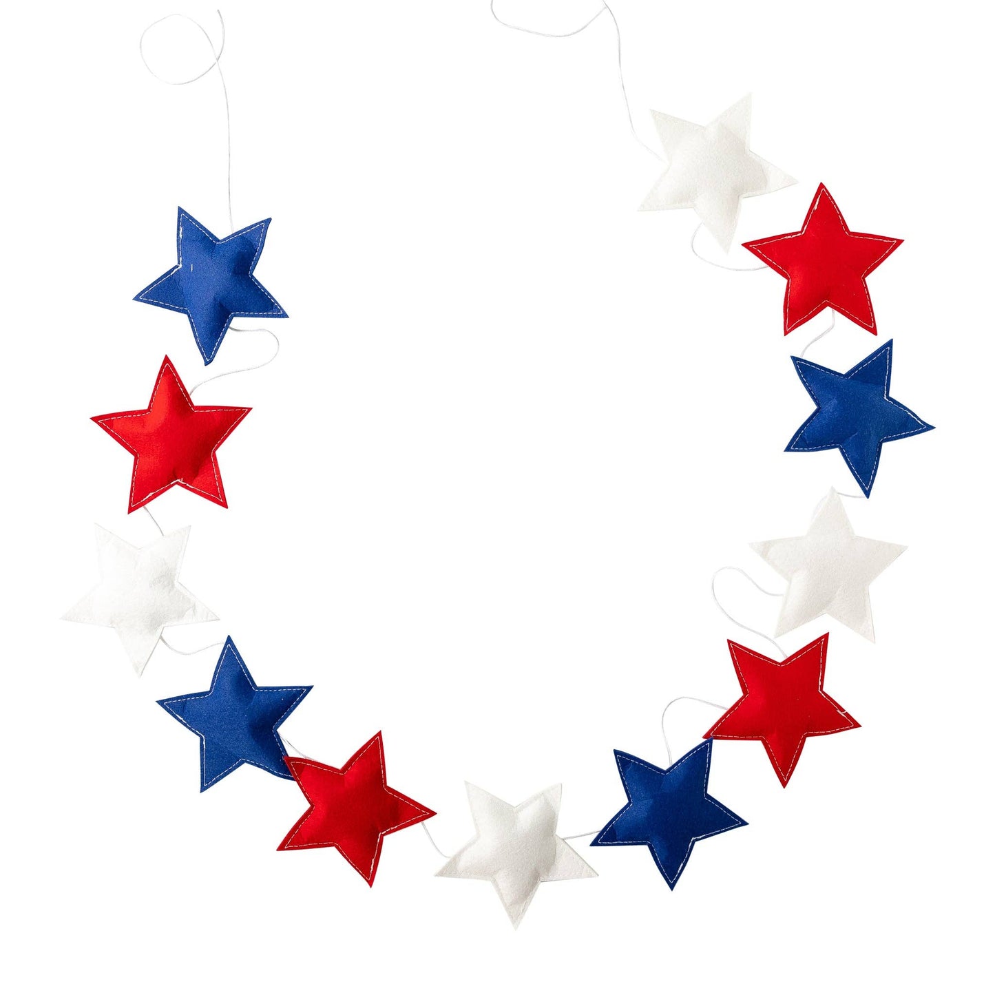 Patriotic Felt Star Banner – Red, White & Blue Puffy Star Garland for 4th of July Decor