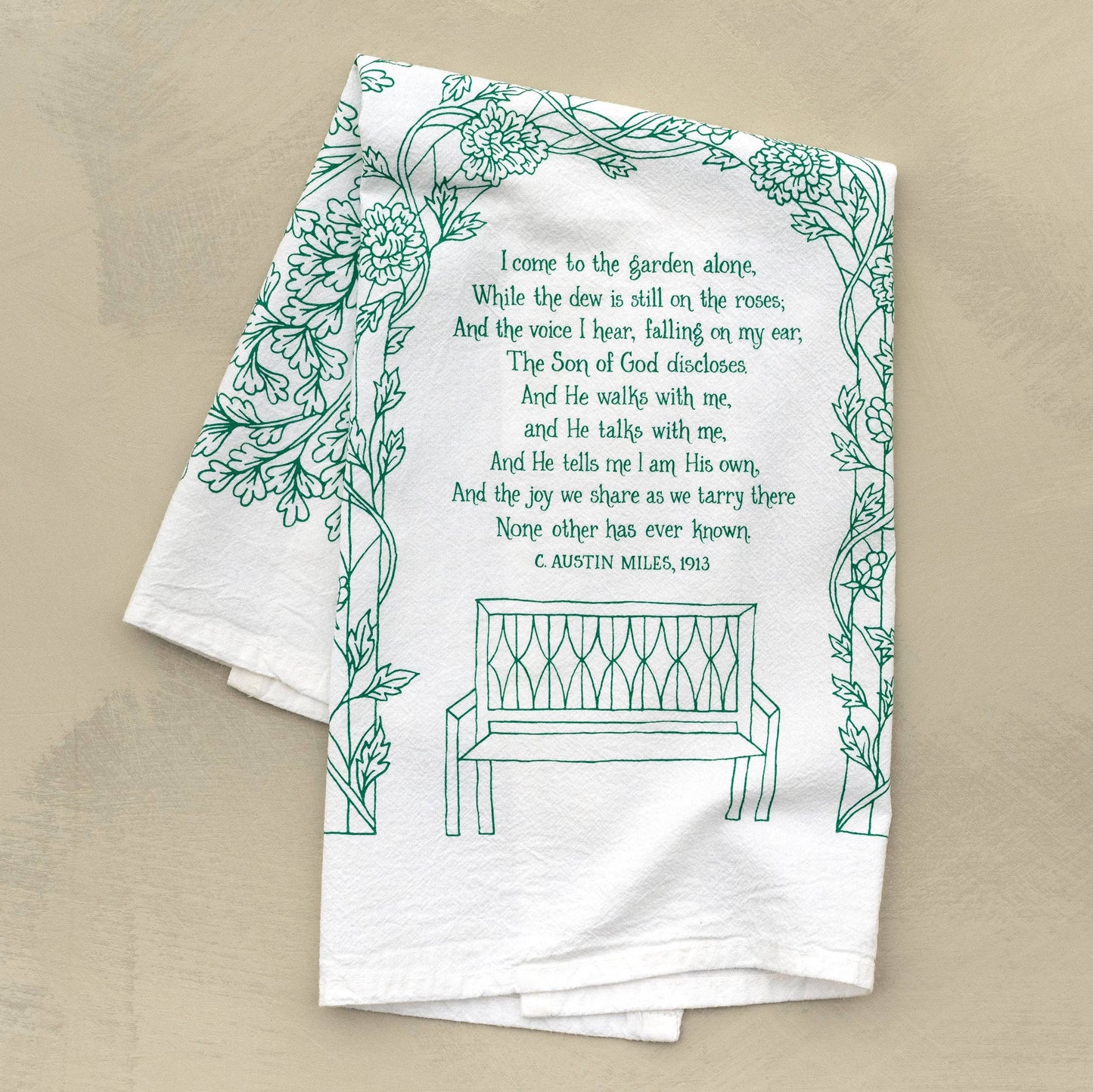 In The Garden Gospel Song Hymn Tea Towel