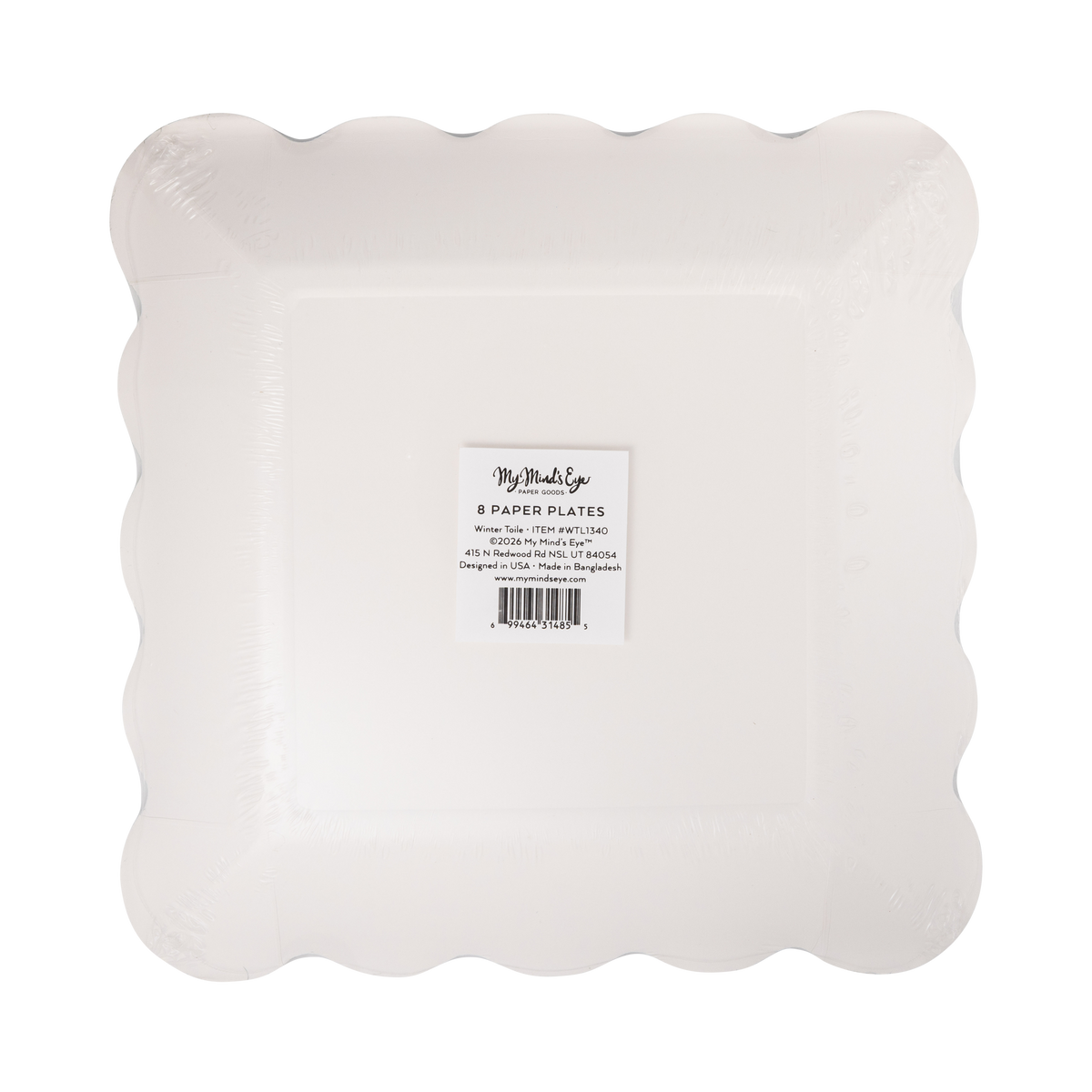 Green Christmas Toile 9" Square Paper Plate