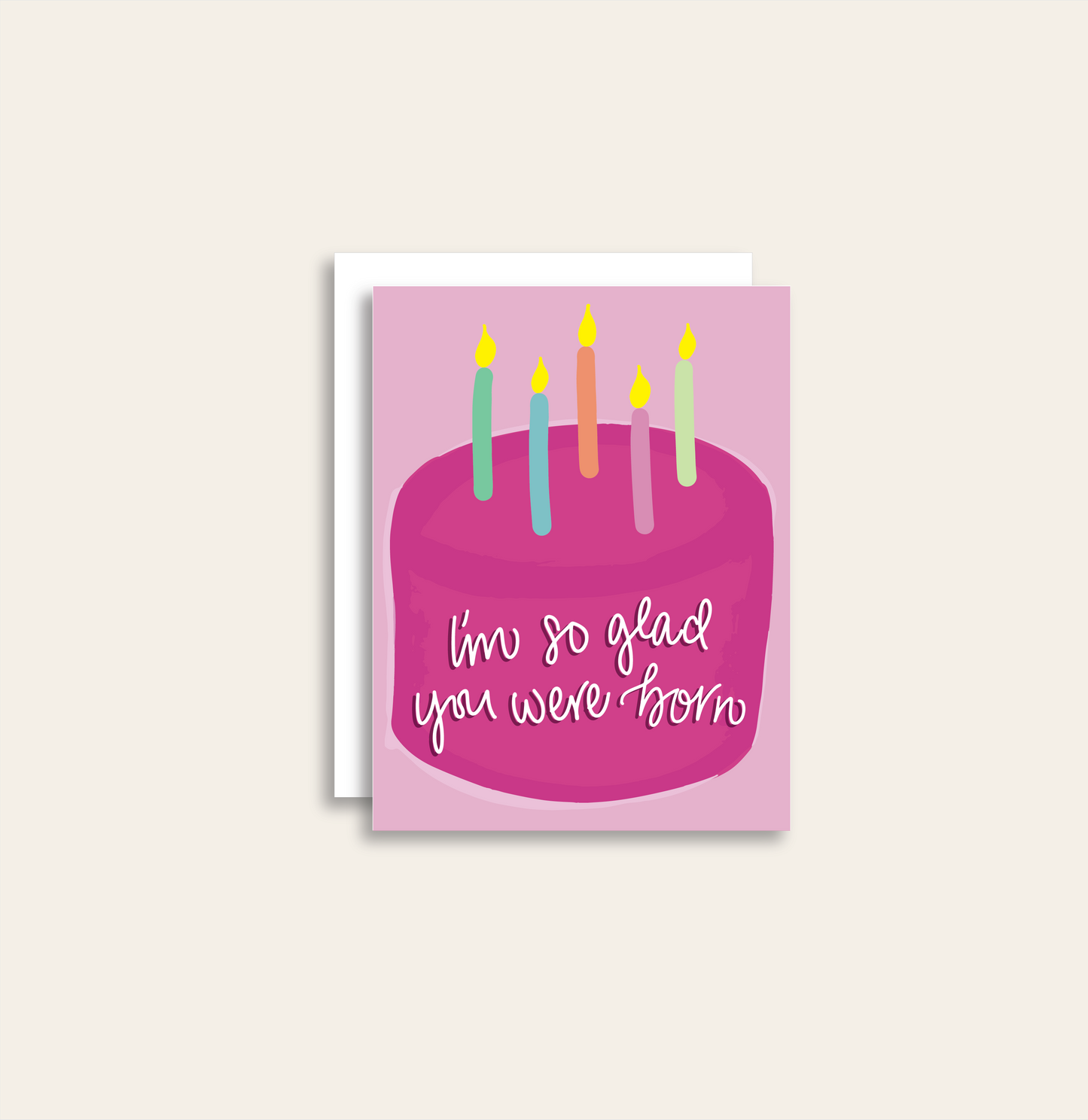 I'm So Glad You Were Born Birthday Greeting Card are packaged with love and care as each card arrives with its own envelope, ready to bring smiles as soon as it's opened. The card is folded to 4.25" tall by 5.5" wide, is blank inside and comes with a matching white envelope. Cards are packaged in cellophane sleeves.  